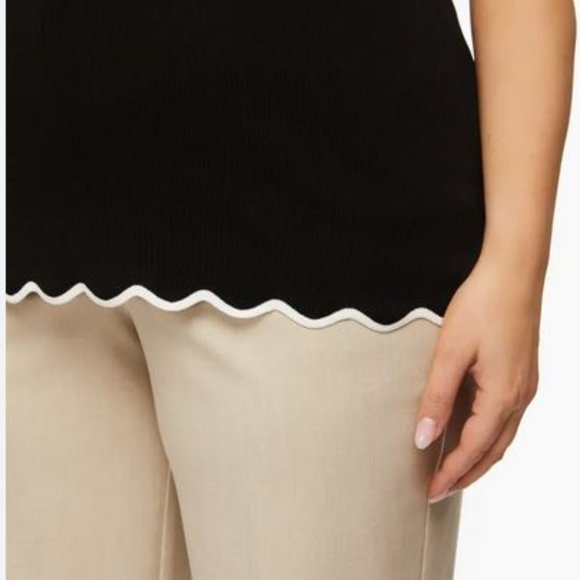 LAURA: Scallop Detail Cami - black with white trim - Picture 2 of 11